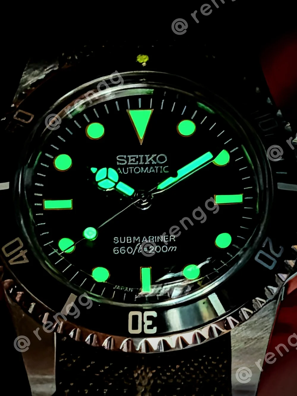 40mm Seiko Vintage Style Submariner Black Dial Men's Mod Watch Sweep Second